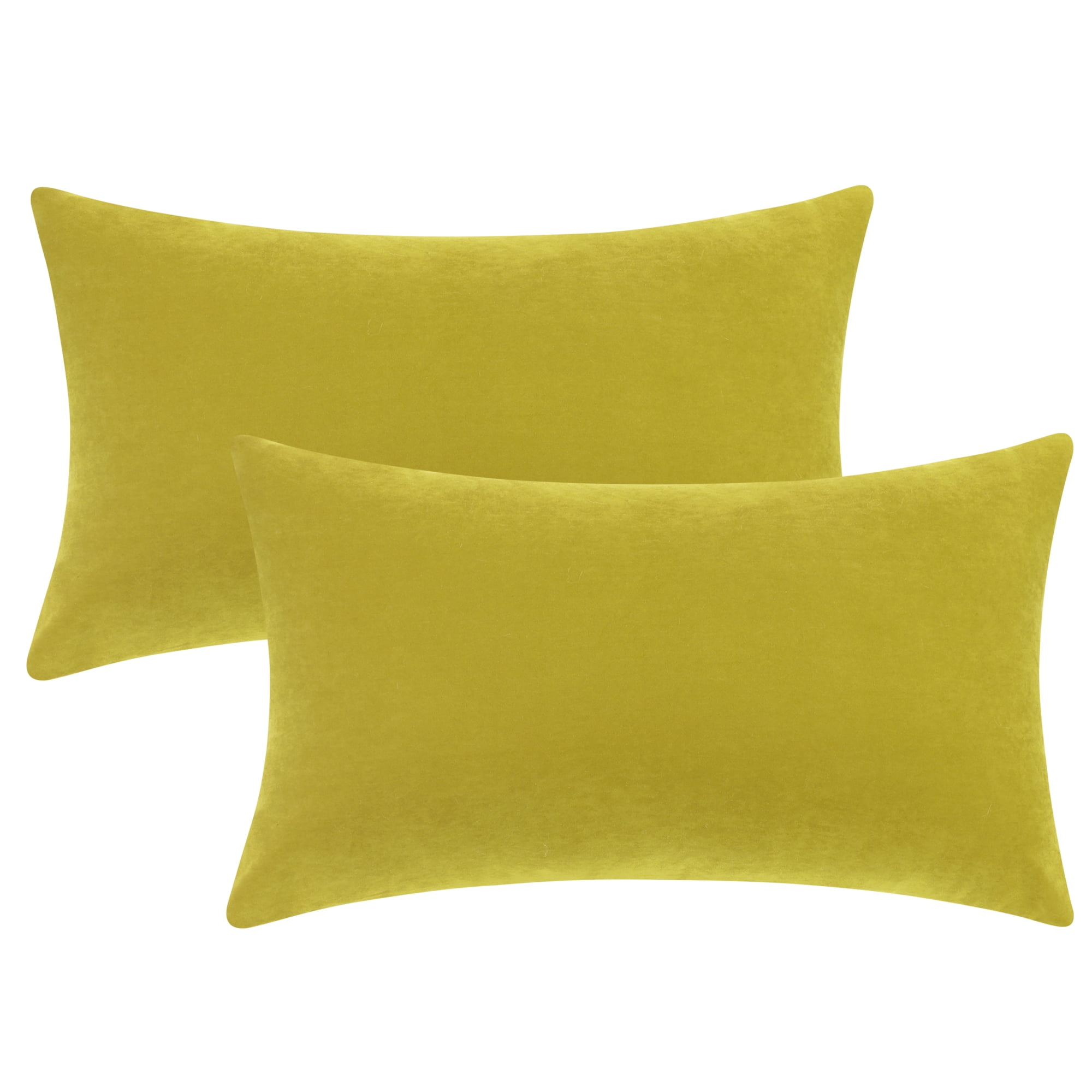 Unique Bargains 1 Pair Solid Color Pillowcases with Hidden Zipper for Bed Sofa and Couch Turmeric 12" x 20"
