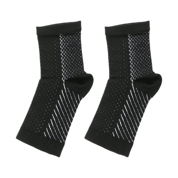 Unique Bargains 1 Pair Stripe Style Ankle Brace Socks for Sports for XX-Large Black Polyester Cotton