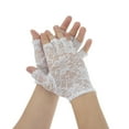 thumbnail image 1 of Unique Bargains 1 Pair Sunblock Fingerless Gloves Floral Half Finger Sun Block Driving Gloves for Women White, 1 of 5