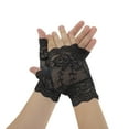 thumbnail image 1 of Unique Bargains 1 Pair Sunblock Fingerless Gloves Floral Thin Sun Block Driving Gloves for Women Black, 1 of 5