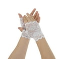 thumbnail image 1 of Unique Bargains 1 Pair Sunblock Fingerless Gloves Half Finger Thin Sun Block Driving Gloves for Women White, 1 of 5
