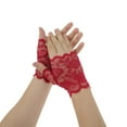 thumbnail image 1 of Unique Bargains 1 Pair Sunblock Fingerless Gloves Half Finger Thin Sun Block Driving Gloves for Women Wine Red, 1 of 5