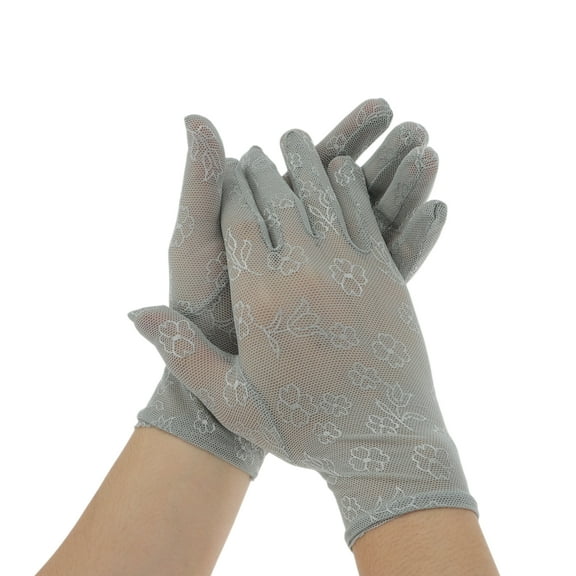 Unique Bargains 1 Pair Sunblock Mittens Ditsy Floral Sun Block Driving Gloves for Women Gray
