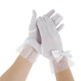 thumbnail image 1 of Unique Bargains 1 Pair Sunblock Mittens Fashion Mesh Bow Sun Block Driving Gloves for Women White, 1 of 5