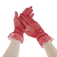 thumbnail image 1 of Unique Bargains 1 Pair Sunblock Mittens Fishing Net Rhinestone Sun Block Driving Gloves for Women Red, 1 of 5