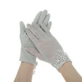 thumbnail image 1 of Unique Bargains 1 Pair Sunblock Mittens Floral Sun Block Driving Gloves for Women Gray, 1 of 5