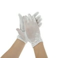 thumbnail image 1 of Unique Bargains 1 Pair Sunblock Mittens Floral Sun Block Driving Gloves for Women White, 1 of 5