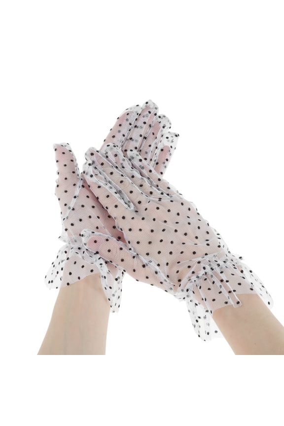 1 Pair Sunblock Mittens Mesh Sun Block Driving Gloves for Women White Black