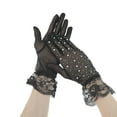 thumbnail image 1 of Unique Bargains 1 Pair Sunblock Mittens Rhinestone Lace Sun Block Driving Gloves for Women Black, 1 of 5