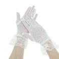 thumbnail image 1 of Unique Bargains 1 Pair Sunblock Mittens Rhinestone Lace Sun Block Driving Gloves for Women White, 1 of 5