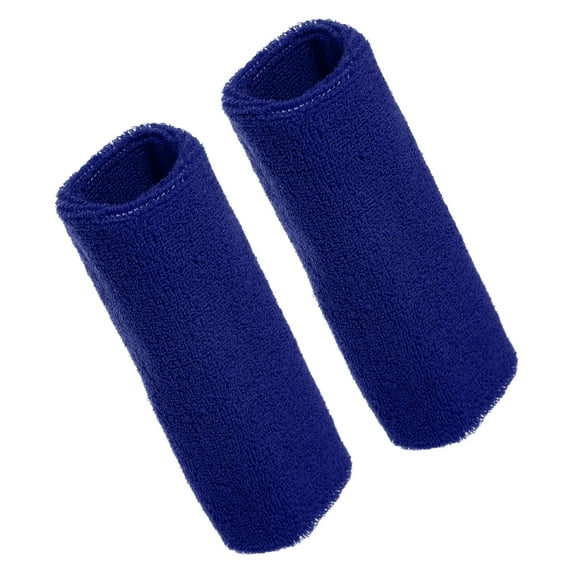 Unique Bargains 1 Pair Sweat Absorbing Wrist Sweatbands Athletic Cotton Yarn Latex Blue 8x15cm