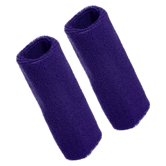 Unique Bargains 1 Pair Sweat Absorbing Wrist Sweatbands Athletic Cotton Yarn Latex Purple 8x15cm