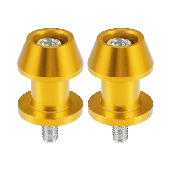 1 Pair Motorbike Swingarm Spools 6mm CNC Swing Arm Spools Sliders Stand Gold Tone