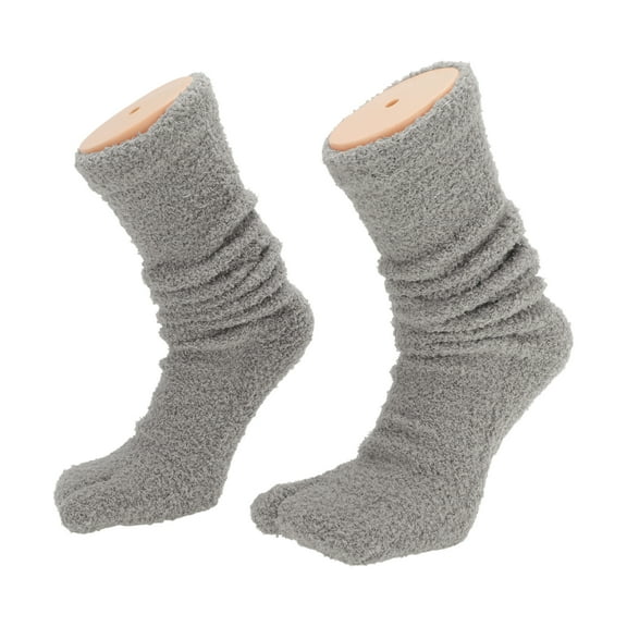 Unique Bargains 1 Pair Two-toed Socks Comfortable Thick long Socks for Women Gray