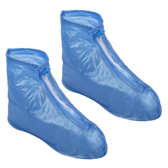 Unique Bargains 1 Pair Unisex Waterproof Reusable Rain Shoe Covers Ankle high top Boots Non-Slip Light Blue Size L