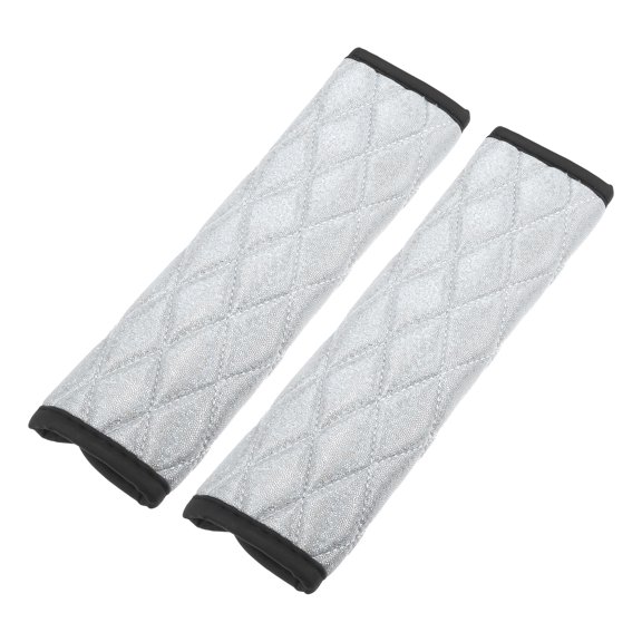 Unique Bargains 1 Pair Universal Car Seat Belt Cover Seat Belt Cushion Bling Shoulder Strap 9.06"x2.48" Polyester White