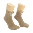 thumbnail image 1 of Unique Bargains 1 Pair Women's Cute Bears Pattern Sleep Cozy Socks Light Brown 93% Polyester 7% Spandex, 1 of 5