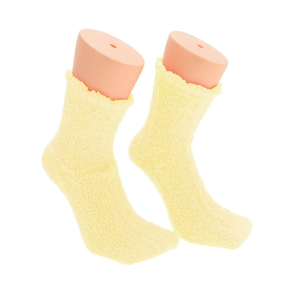 Unique Bargains 1 Pair Women's Soft Sleep Cozy Socks Yellow 93% Polyester 7% Spandex