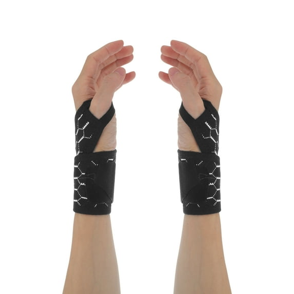 Unique Bargains 1 Pair Wrap-around Wristbands 14.96"x2.95" Wristbands for Sport Black