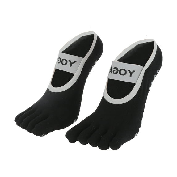 Unique Bargains 1 Pair Yoga Five Toe Socks Durable Solid Color Socks for Women Black