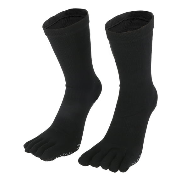 Unique Bargains 1 Pair Yoga Five Toe Socks Durable Striped High Socks for Women Black