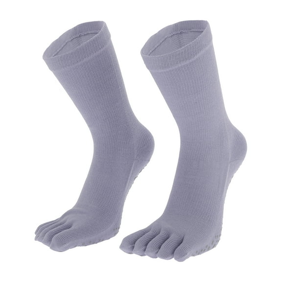 Unique Bargains 1 Pair Yoga Five Toe Socks Durable Striped High Socks for Women Purple