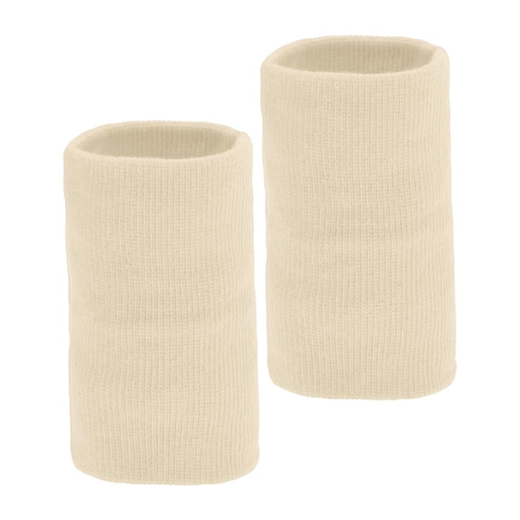 Unique Bargains 1 Pair of Sweat Absorbent Quick Drying Sports Wristbands Beige M