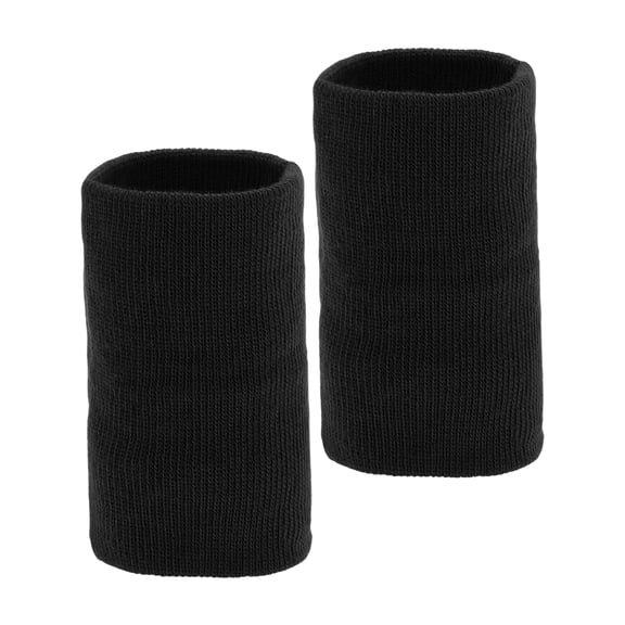 Unique Bargains 1 Pair of Sweat Absorbent Quick Drying Sports Wristbands Black M