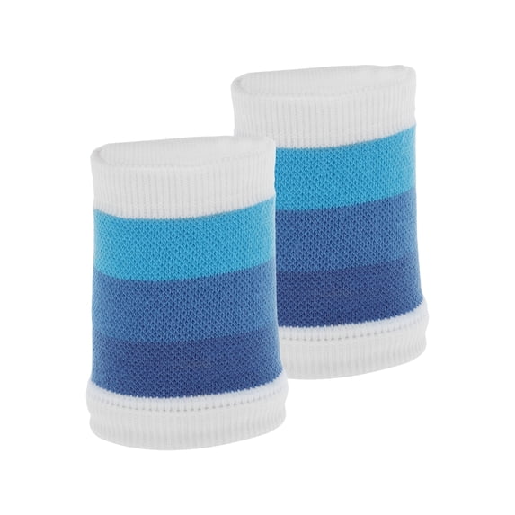 Unique Bargains 1 Pair of Sweat Absorbent Quick Drying Sports Wristbands White Blue S