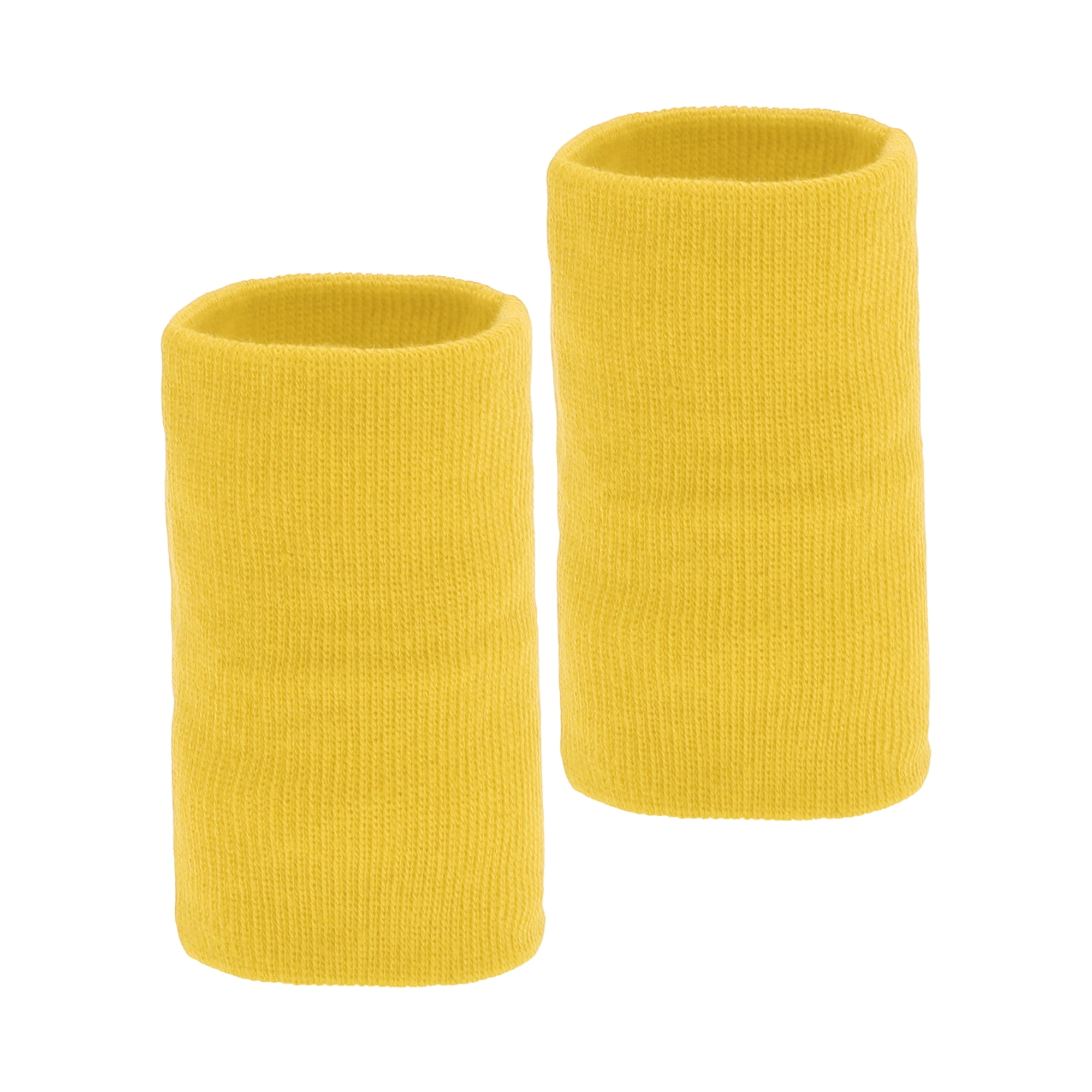 Unique Bargains 1 Pair of Sweat Absorbent Quick Drying Sports Wristbands Yellow M