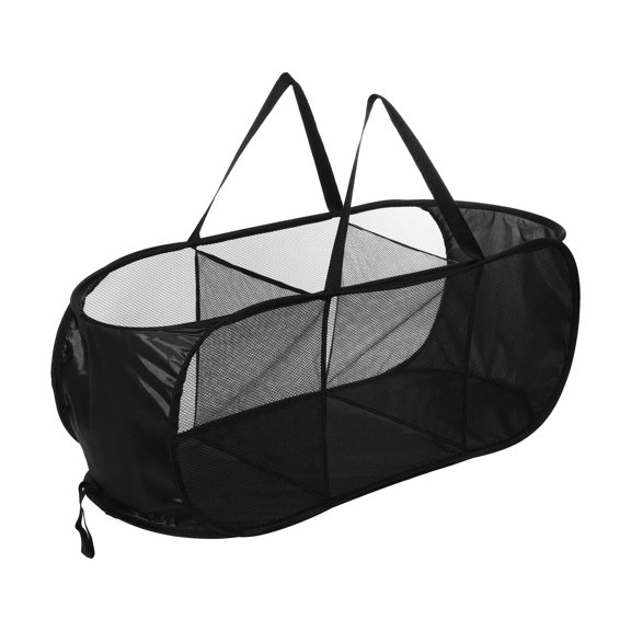 Unique Bargains 1 Pc 100L Folding Laundry Basket Portable Hamper Basket for Bathroom 31.50"x14.17"x14.17" Black