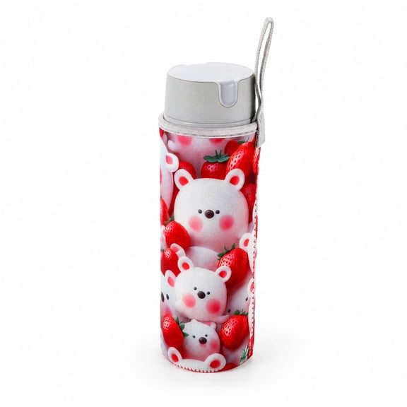 Unique Bargains 1 Pc 18oz White Bear Cup Sleeve Red White Diving Fabric