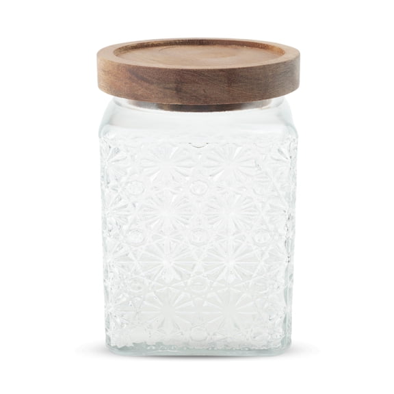 Unique Bargains 1 Pc 25.36oz Decorative Glass Jar with Lid Durable Multipurpose Containers Clear Wood Color
