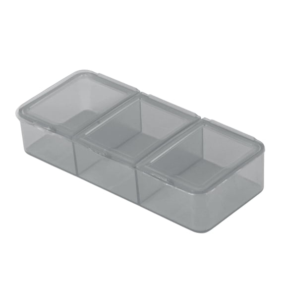 Unique Bargains 1 Pc 3 Compartment Pill Case Durable for Travel Gray