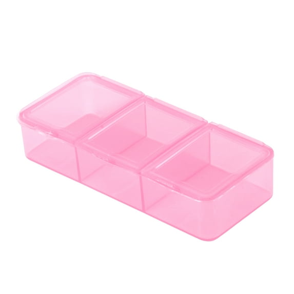 Unique Bargains 1 Pc 3 Compartment Pill Case Durable for Travel Pink