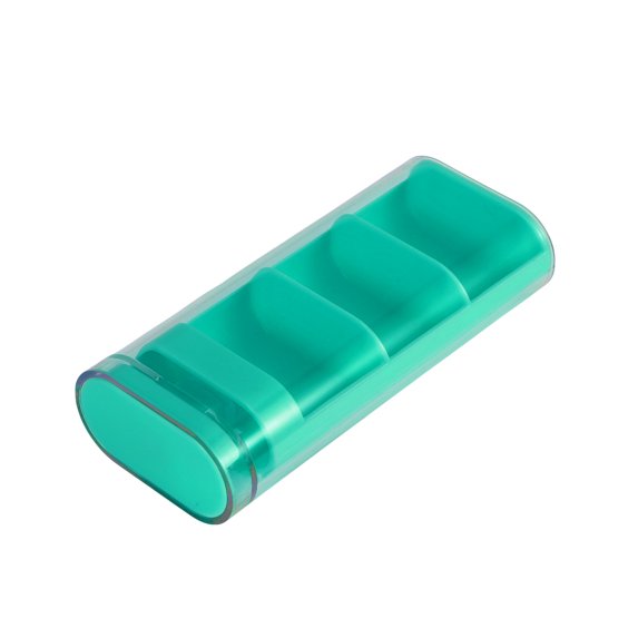 Unique Bargains 1 Pc 3 Grids Pill Case Durable for Travel Green