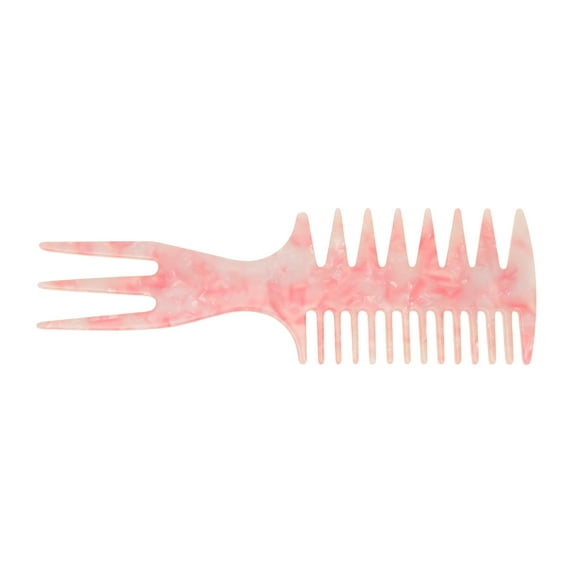Unique Bargains 1 Pc 3 in 1 Fish Bone Hair Comb Pink White Acetate Sheet