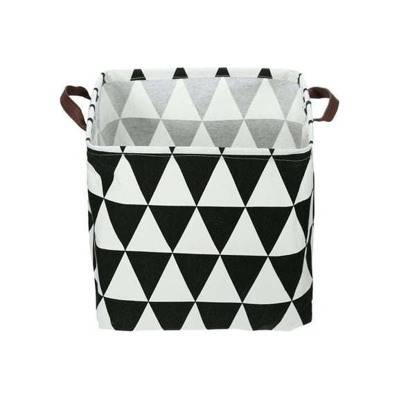 Unique Bargains 1 Pc 30L Foldable Square Laundry Basket for Laundry Room 12.60"x12.60"x12.60" Black Triangle
