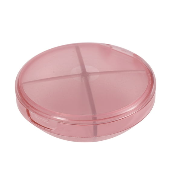 Unique Bargains 1 Pc 4 Grids Circular Single-Layer Pill Case Durable for Travel Pink