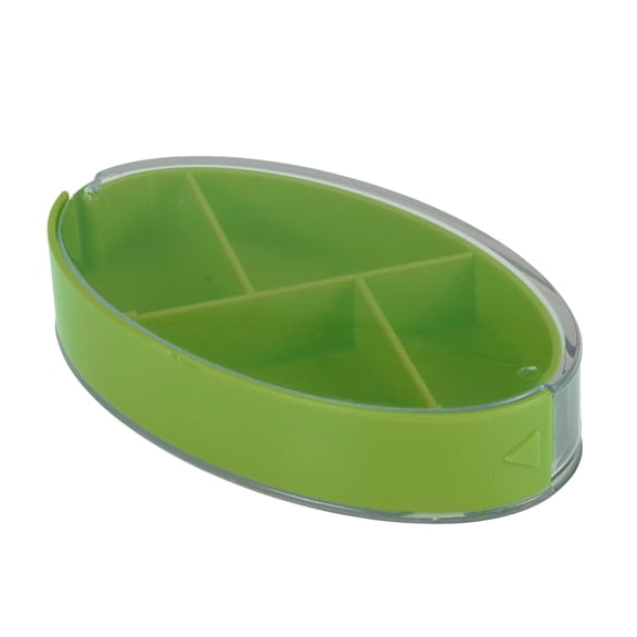 Unique Bargains 1 Pc 4 Grids Rotating Lid Pill Case Durable for Travel Green