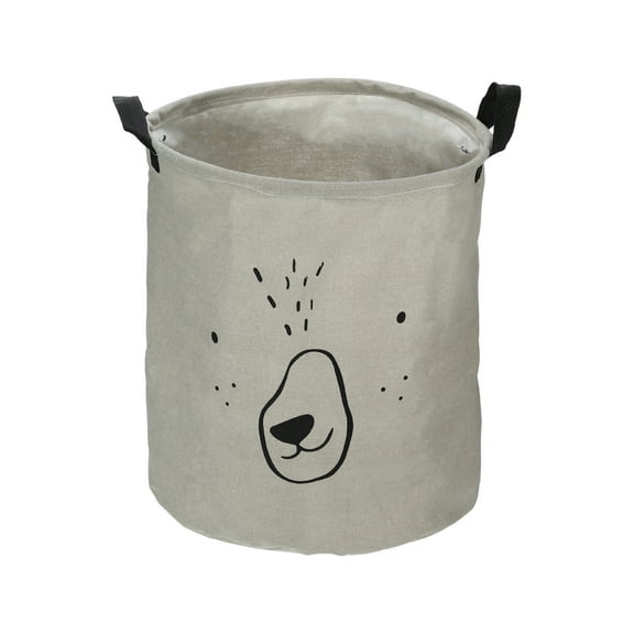 Unique Bargains 1 Pc 40L Foldable Cylindrical Laundry Basket for Laundry Room 15.75"x13.78" Gray