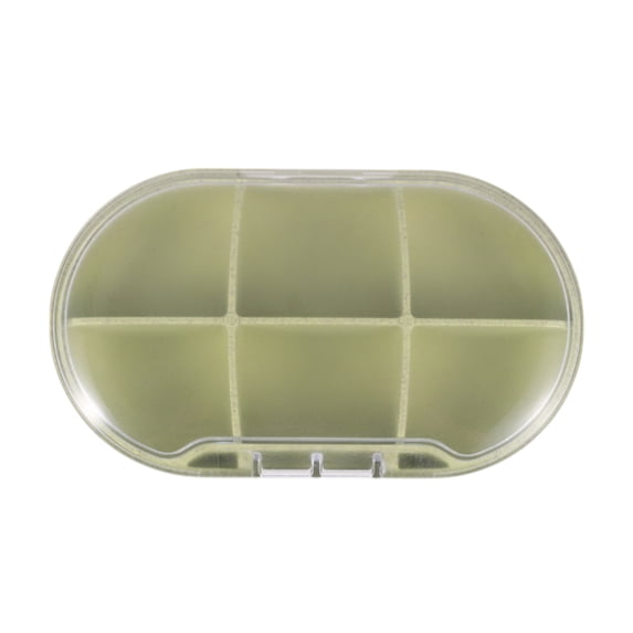 Unique Bargains 1 Pc 6 Compartment Single Layer Pill Case Portable for Travel Green