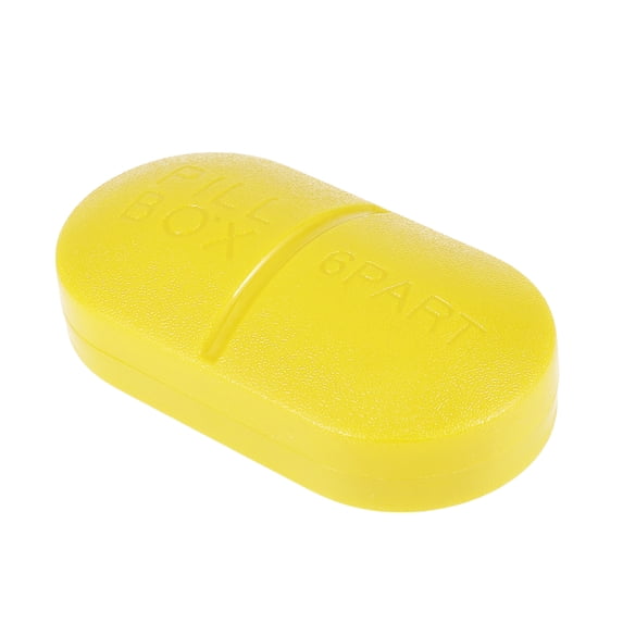 Unique Bargains 1 Pc 6 Grids Capsule Type Pill Case Portable for Travel Yellow
