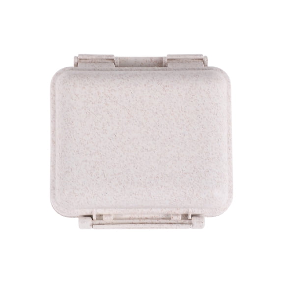 Unique Bargains 1 Pc 6 Grids Independent Double Layer Pill Case Detachable for Travel Beige