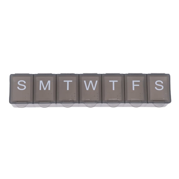 Unique Bargains 1 Pc 7 Compartment Single Row Pill Case Lightweight for Travel Clear Gray