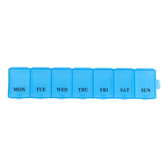 Unique Bargains 1 Pc 7 Grids Single Row Hung-Chain Pill Case Waterproof for Travel Clear Blue