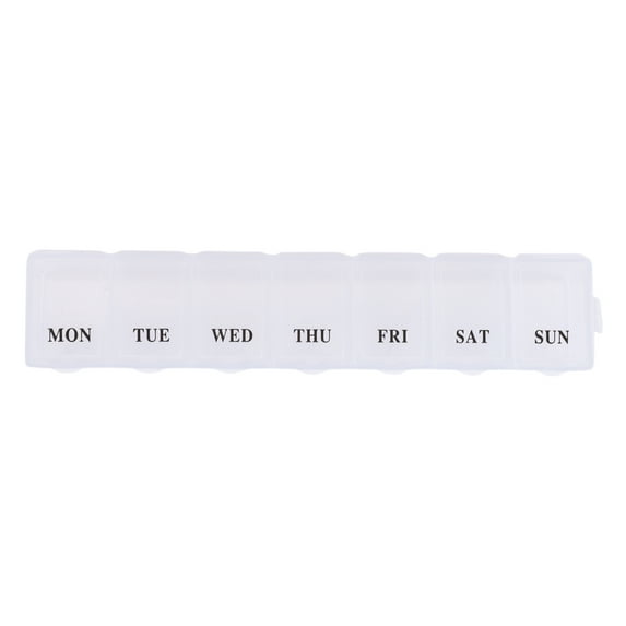 Unique Bargains 1 Pc 7 Grids Single Row Hung-Chain Pill Case Waterproof for Travel Clear White