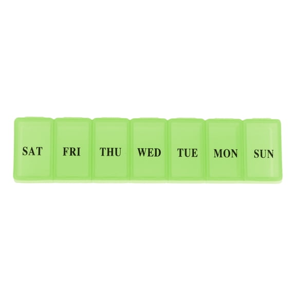 Unique Bargains 1 Pc 7 Grids Single Row Pill Case Waterproof for Travel Clear Green