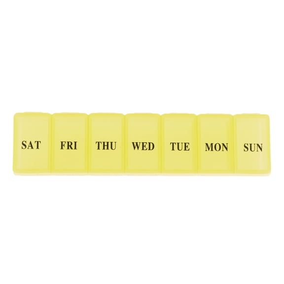 Unique Bargains 1 Pc 7 Grids Single Row Pill Case Waterproof for Travel Clear Yellow