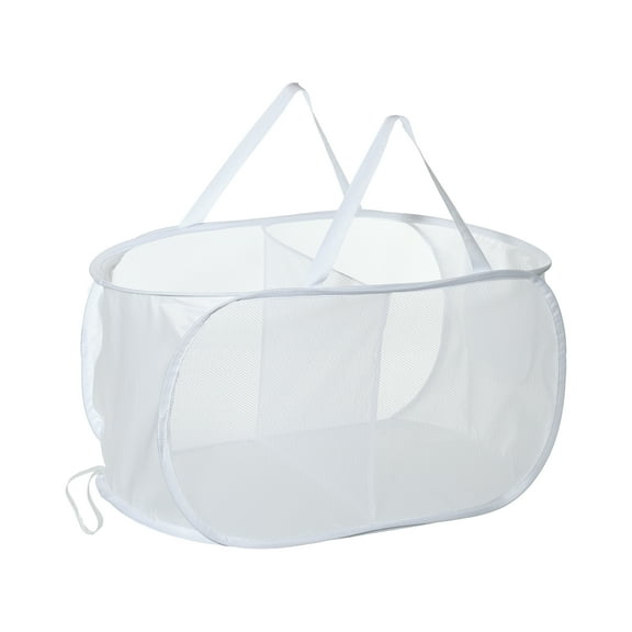 Unique Bargains 1 Pc 75L Folding Laundry Basket Portable Hamper Basket for Bathroom 22.83"x14.17"x14.17" White